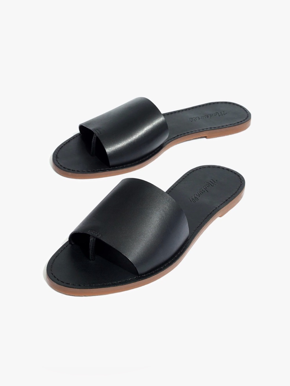 NWOT Madewell The Boardwalk Post Slide Sandal Black Leather Sz 8.5